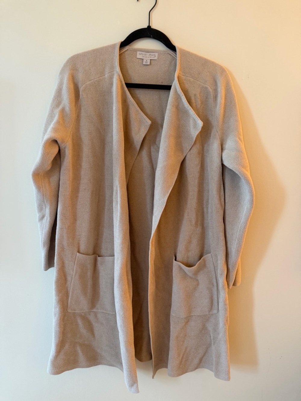 Barefoot Dreams Open-Front Long Cardigan in Taupe